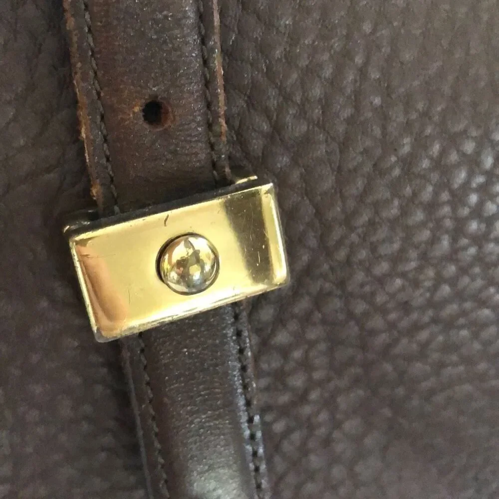 Dooney & Bourke brown pebbled leather handbag green interior